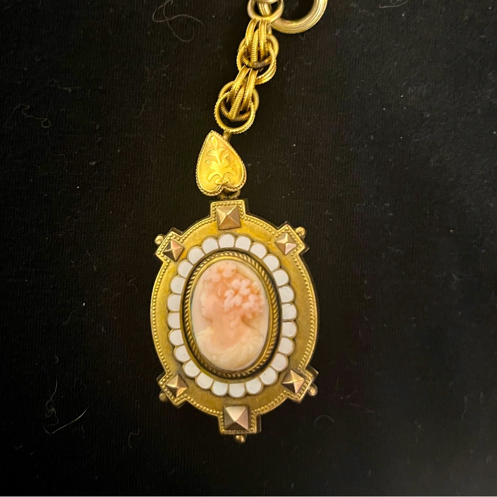 Antique Victorian style double sided cameo necklace.